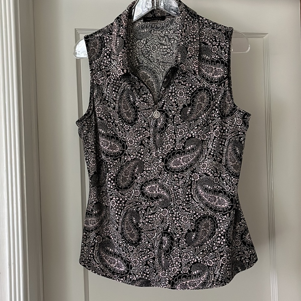 Tommy Hilfiger Sleeveless Collared Top with zipper - Size Medium